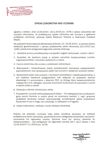 Pismo - opieka zdrowotna nad uczniami-1