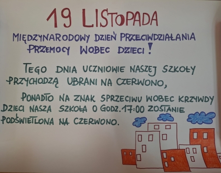 19 listopada- Międzynarodowy Dzień Przeciwdziałania Przemocy Wobec Dzieci